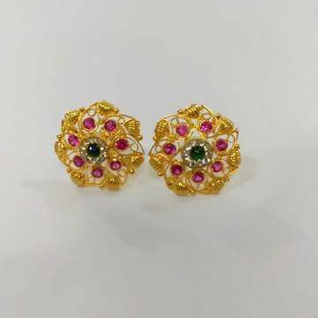 18k Gold Tops Earrings by S B ZAWERI